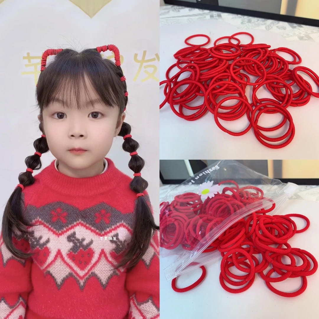 儿童红皮筋喜庆过年头绳100根