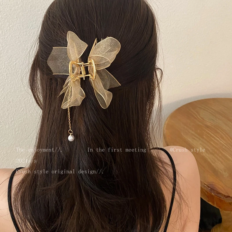 喜萌韩国布艺优雅抓夹春季仙女后脑勺盘发鲨鱼夹金属抓夹发饰头饰