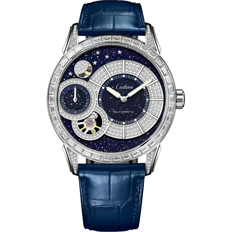 个性男士奢华满天星辰钻系列精准走时镂空全机械手表钢琴聚c906