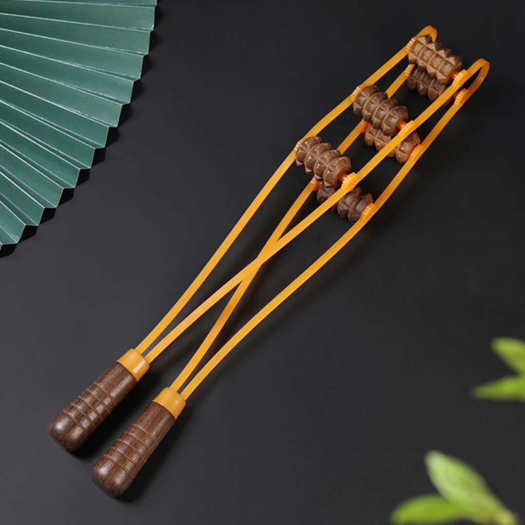 拉背器鸡翅木后背按摩器腰部滚轮拉背条腰背颈椎