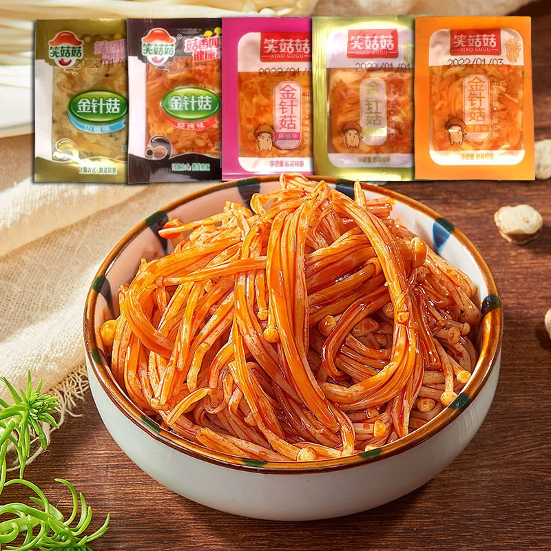 香辣金针菇泡椒竹笋红油笋片杏鲍菇下饭菜宿舍零食小包装零食批发
