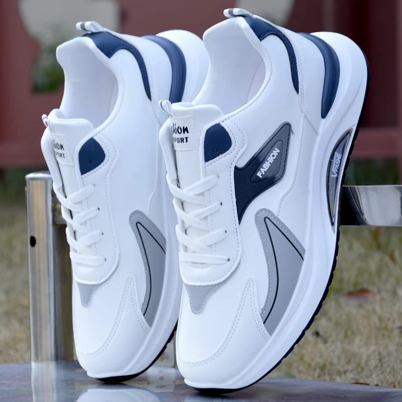 秋冬男鞋皮面防水加绒保暖新款运动鞋时尚百搭跑步鞋透气防滑防臭