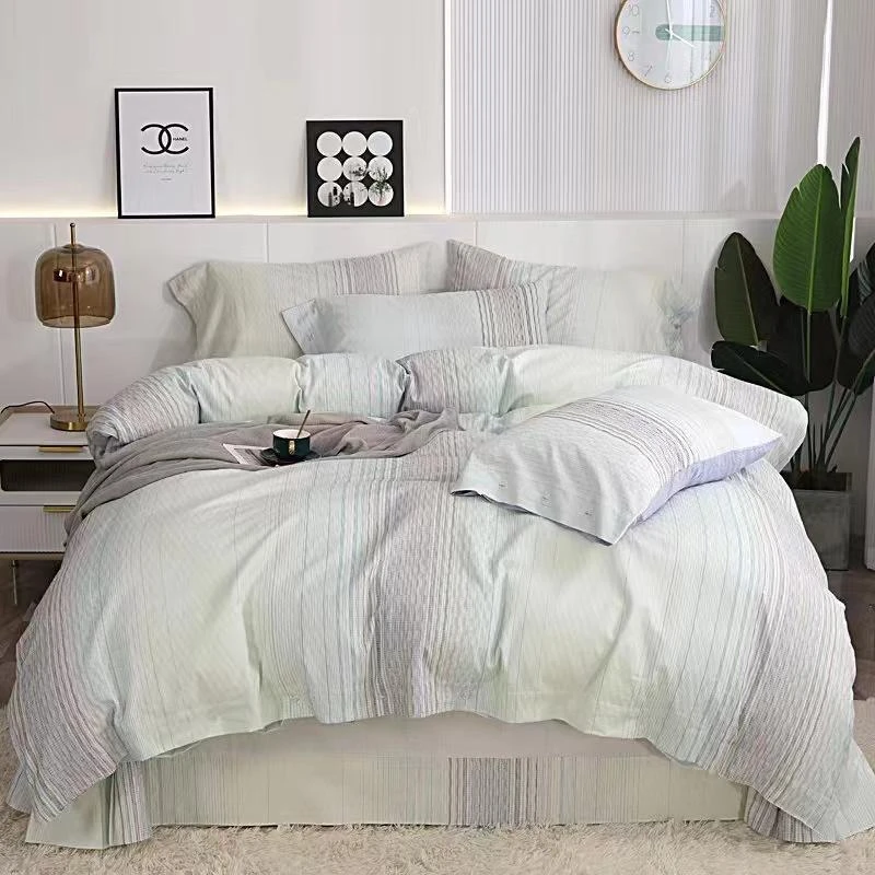 【春天里】全棉色织提花 钮扣款 A类母婴级四件套 看实物下单