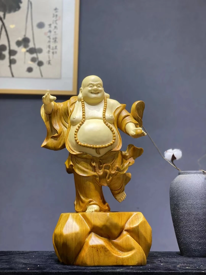 香樟木 弥勒佛造像 长33.宽20.高56厘米