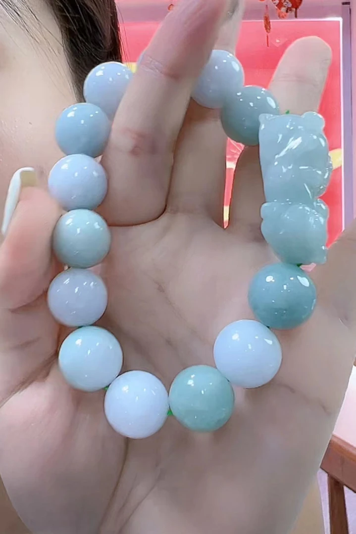 天然缅甸翡翠A货貔貅手串（多样性发货发其一）