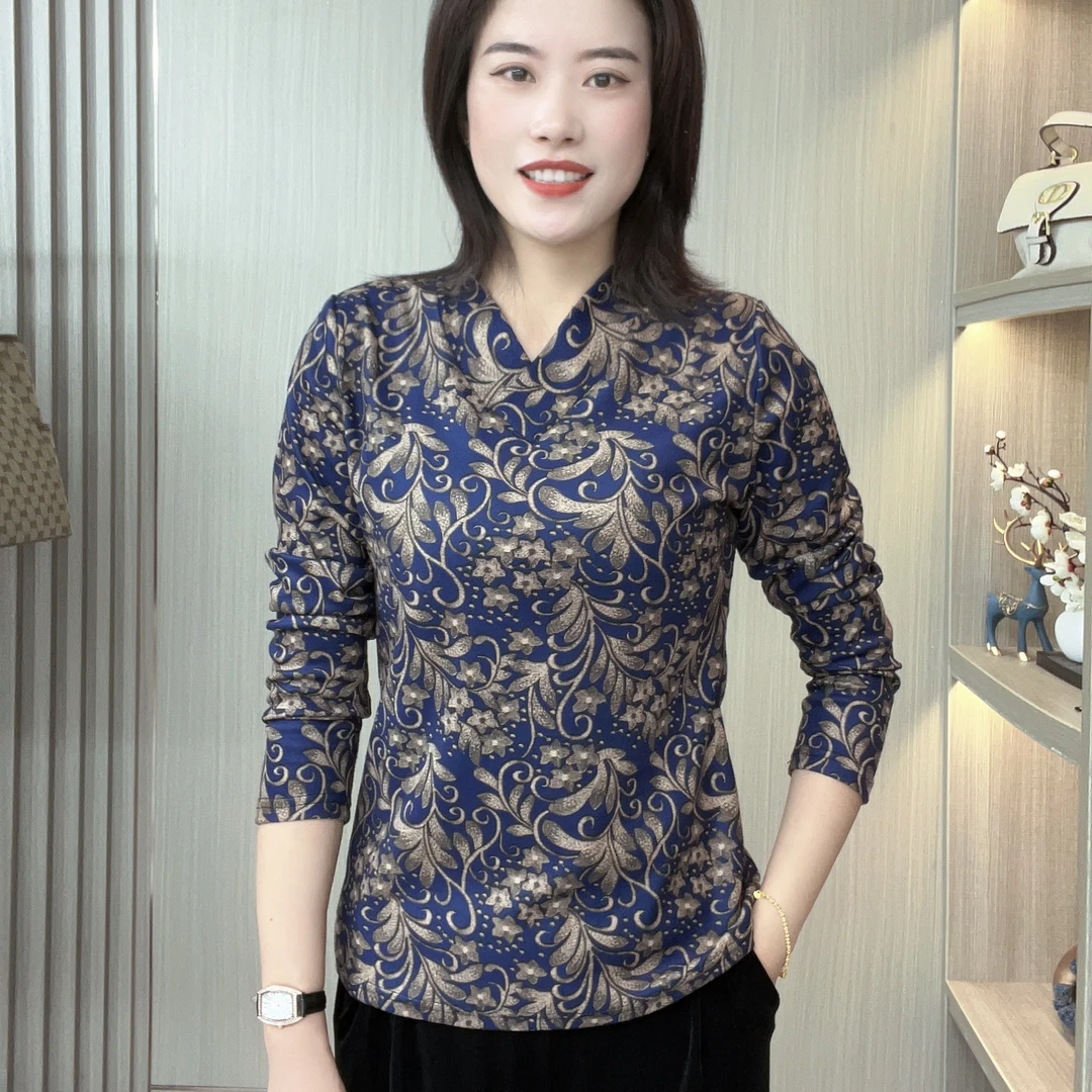 2023新款时尚打底加绒女衫显瘦遮肚百搭V领洋气百搭小衫