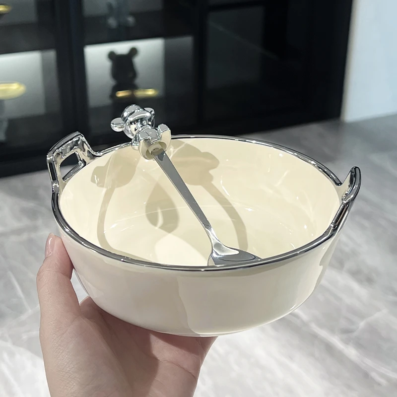 双耳汤碗家用网红餐具陶瓷碗拉面碗水果沙拉碗螺蛳粉碗吃面碗