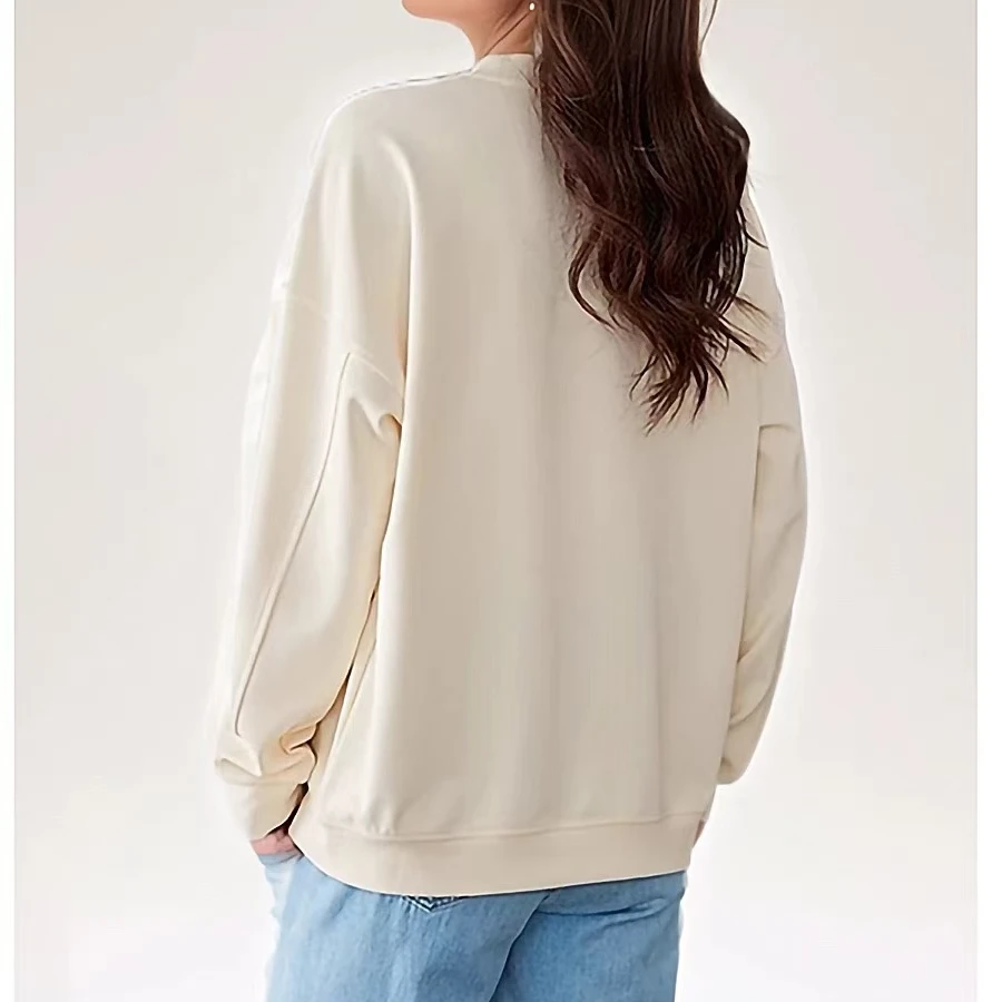 A/411303大码宽松版慵懒风长袖毛圈卫衣时尚休闲运动百搭纯色秋冬