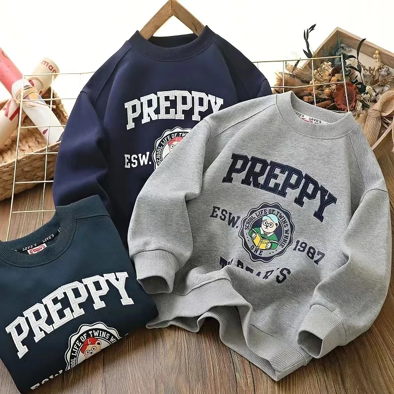 韩版男童秋季圆领卫衣秋新款儿童童装长袖洋气上衣宝宝中大童