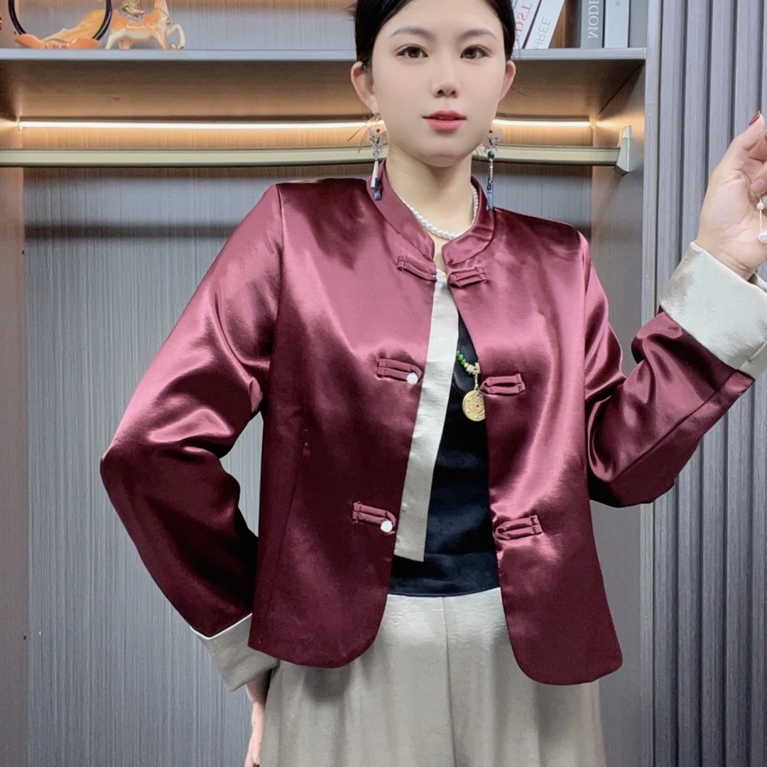 鎏金外套新款加厚外套醋酸短外套显瘦气质女款上衣