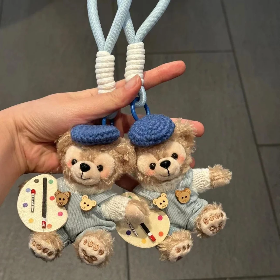 小画家毛绒墨镜玫玫玩偶钥匙扣装饰可爱小熊卡通包包玩偶甜脸挂件