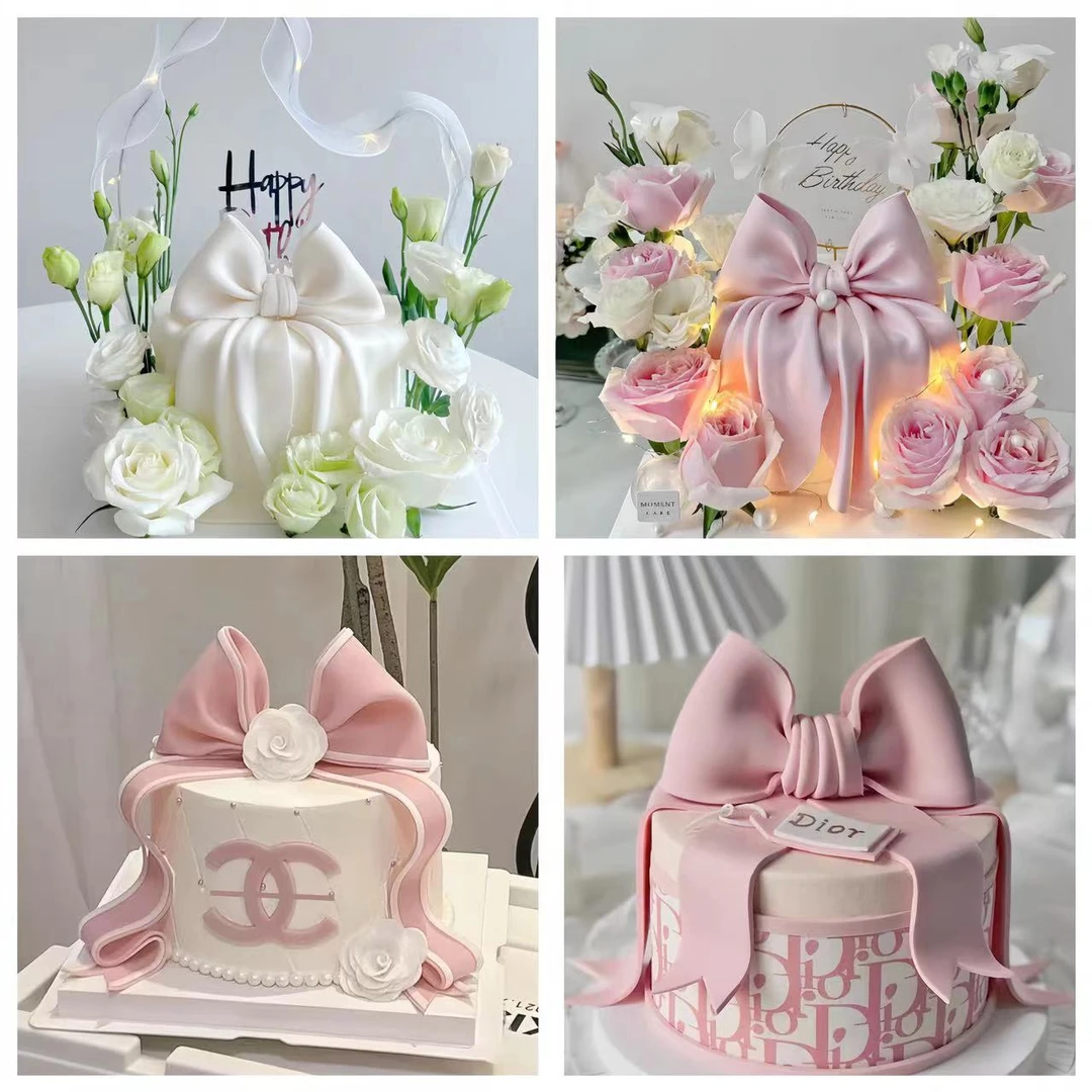 鲜花女神创意新鲜翻糖蝴蝶结女生高级感生日蛋糕同城配送北京上海