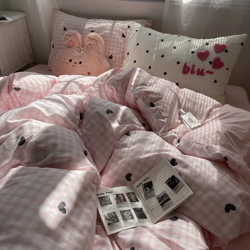 「梦皙」ins风多巴胺纯棉毛巾绣四件套宿舍被套床上床单三件套全棉4