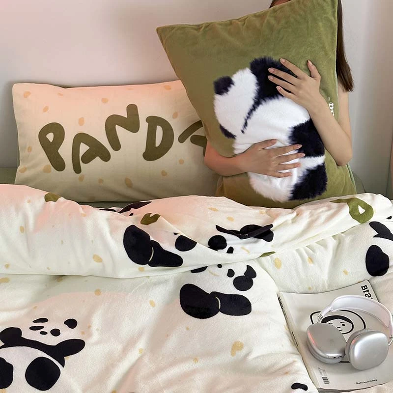 冬季新款ins风牛奶绒小清新牛奶绒230克高克重牛奶绒法兰绒四件套