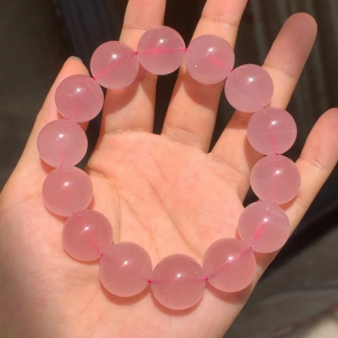 天然马达加斯加粉水晶素串手链礼盒装多样性发其一