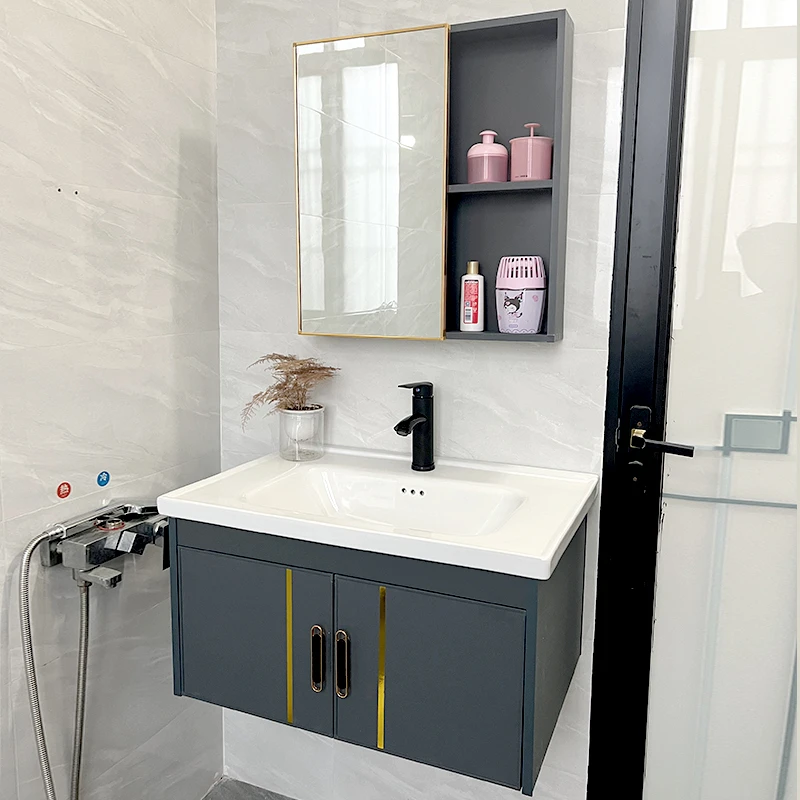 太空铝浴室柜套装卫生间轻奢柜组合家用智能一体洗脸盆洗漱台池