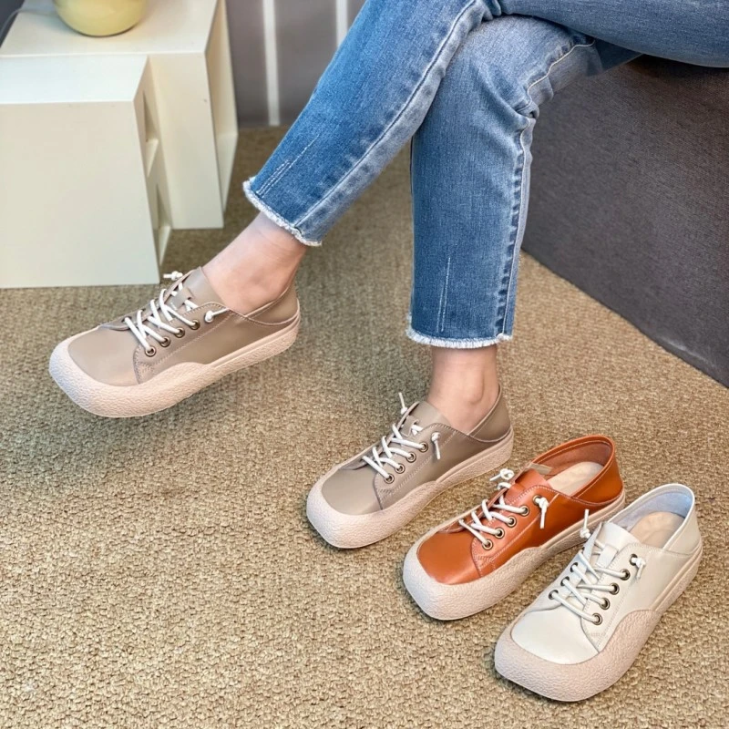 2023春季新款女士真皮牛皮两穿平底单鞋0723