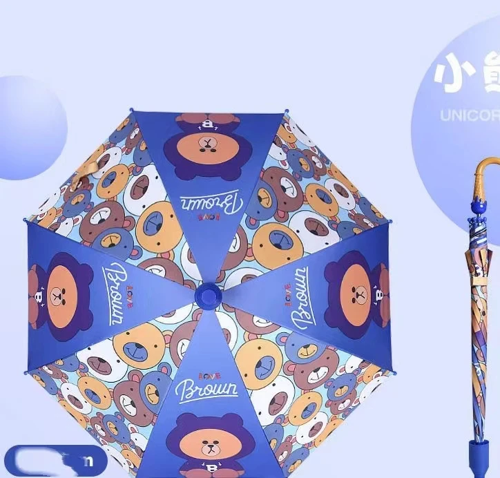 直杆8骨黑胶儿童雨伞带防水套T01-666