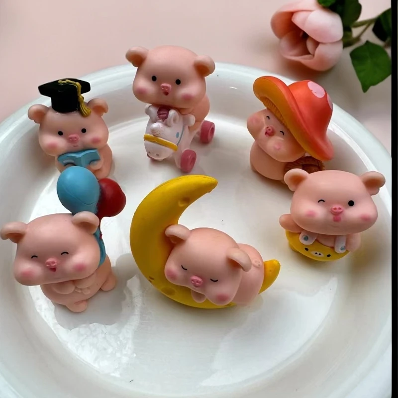 【直播拆】可爱月亮小猪儿童diy配件微景观桌面车载小摆件