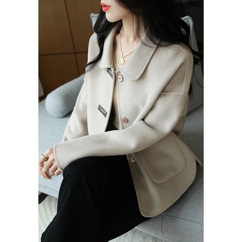 白家【100羊毛】短款双面妮外套知性开衫外套10-LZ214