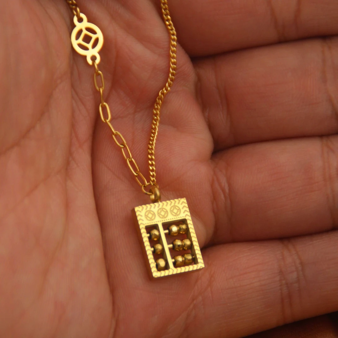 钛钢项链 新中式如意算盘小众钛钢项链锁骨链轻奢女锁骨链8529