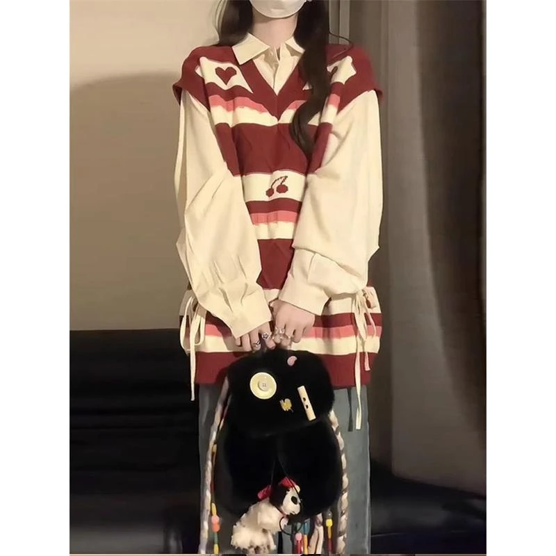 【爆款热卖中】两件套装/2023新款春秋季女装V领针织马甲背心毛衣ol