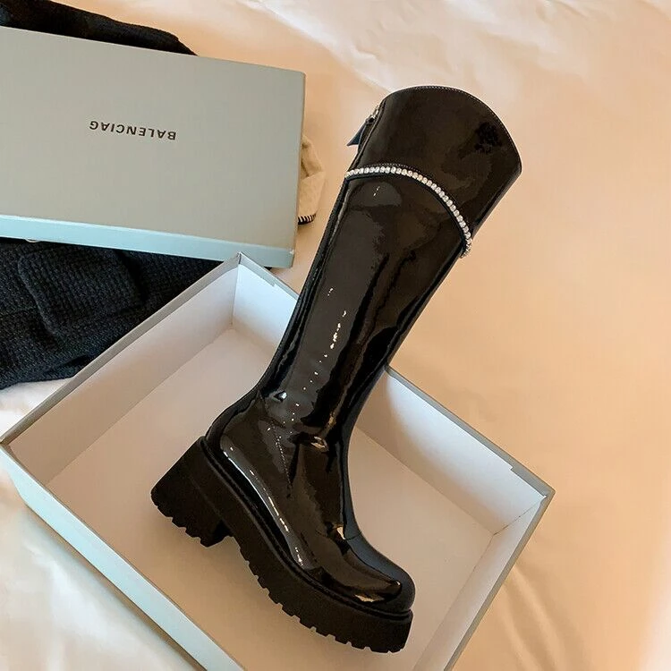 YDD/年中清仓/时尚百搭小众设计款厚底长靴/2267