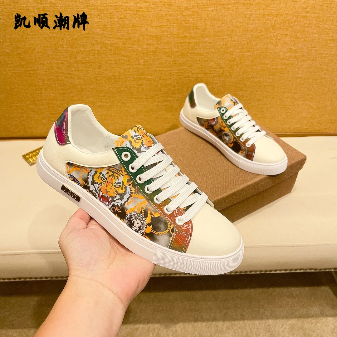 2024年潮鞋男士时尚百搭透气潮流潮鞋印花低帮鞋子运动夏季平底