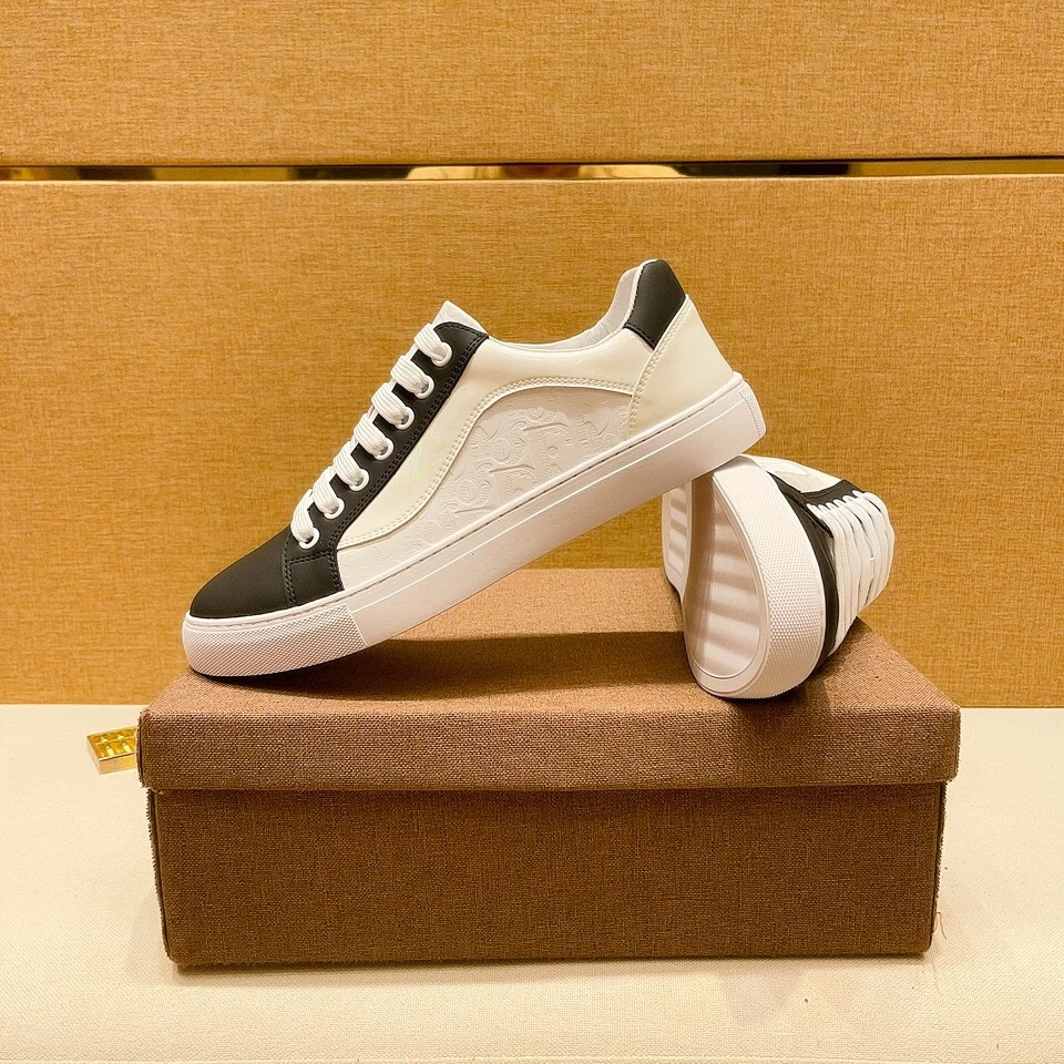 欧款轻奢男鞋软皮压花休闲板鞋男时尚百搭小白鞋潮鞋男高级感潮流