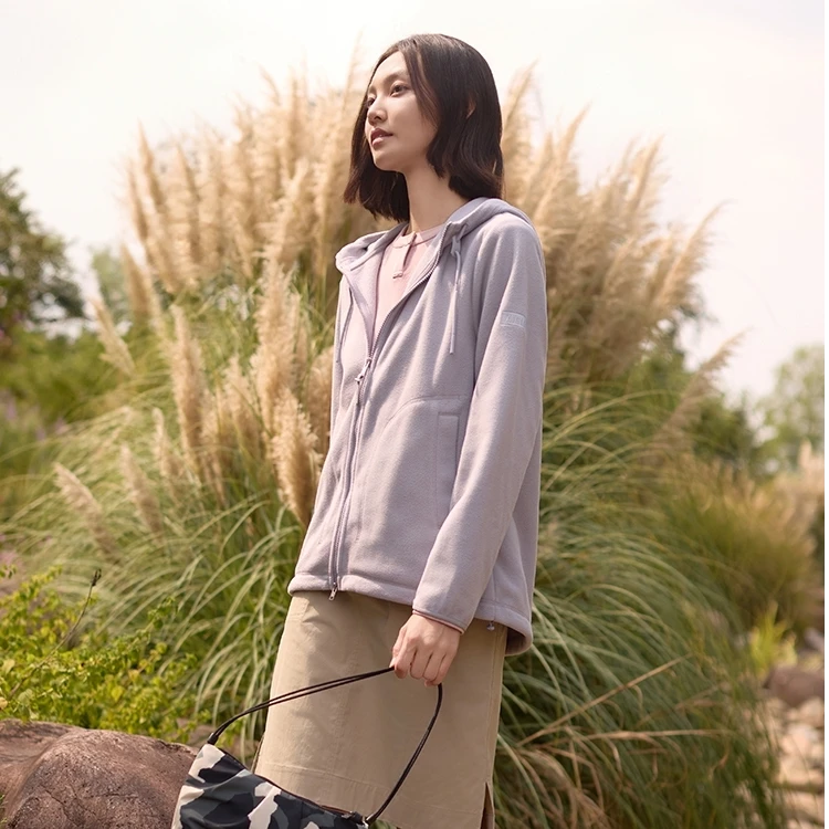 【限定色库存倒计时】AIGLE艾高户外时尚保暖防风连帽抓绒衣BE03