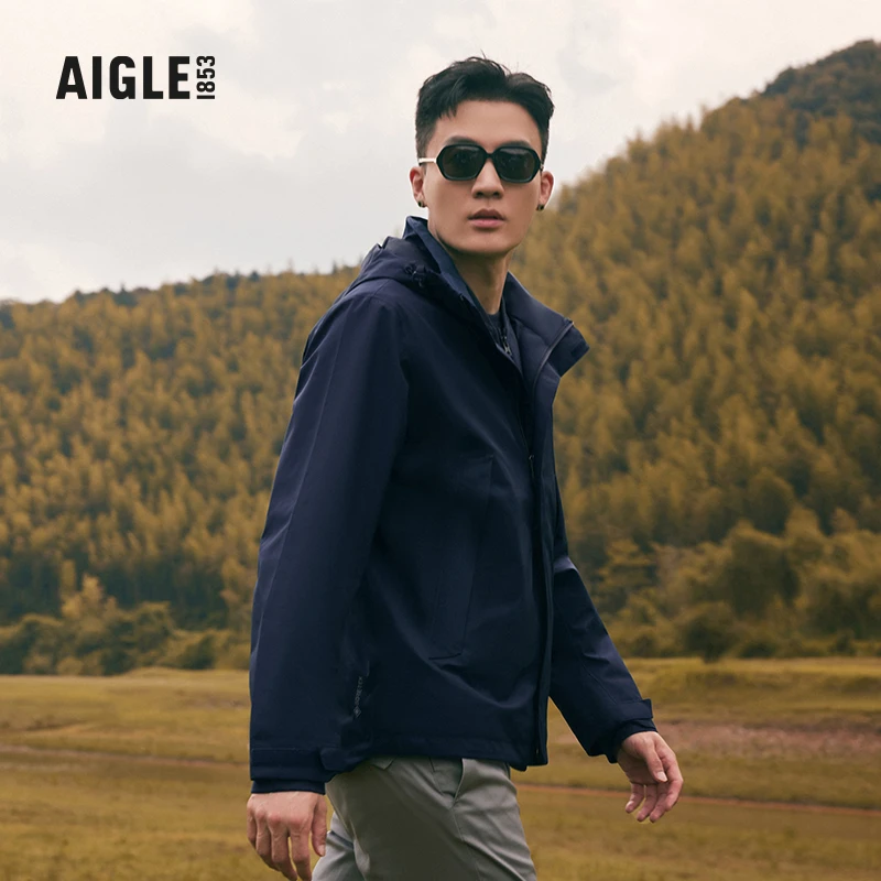 AIGLE艾高经典秋季GORE-TEX防风防雨透汽户外时尚冲锋衣男士外套