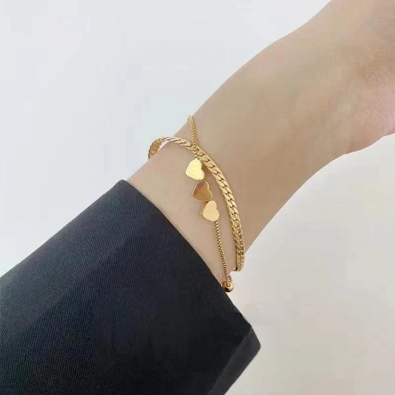 圣璃 钛钢手链 【主播宠粉】时尚小众爱心双层手链  透明礼盒装