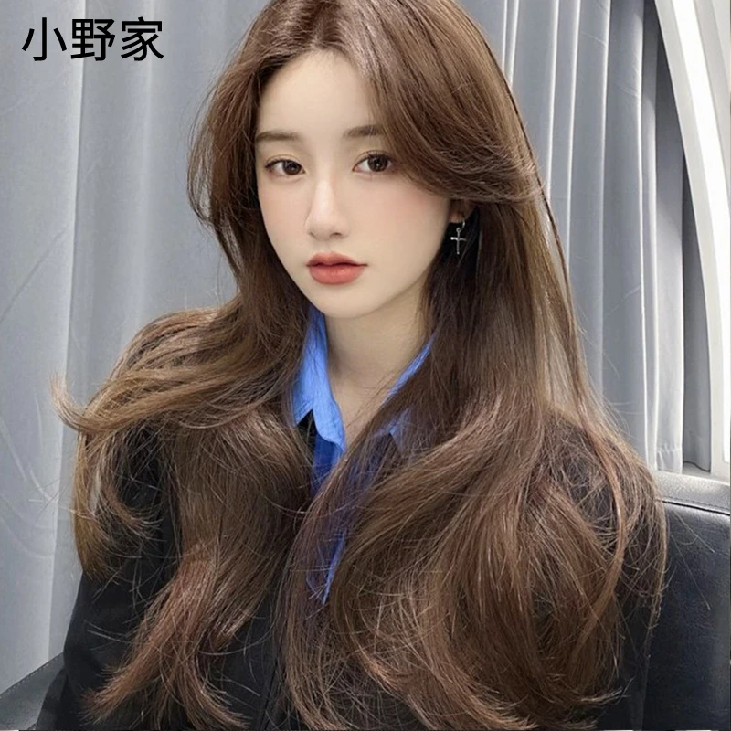 小野家真发假发女长发卷发蕾丝全真发假发中分气质自然无痕大波浪