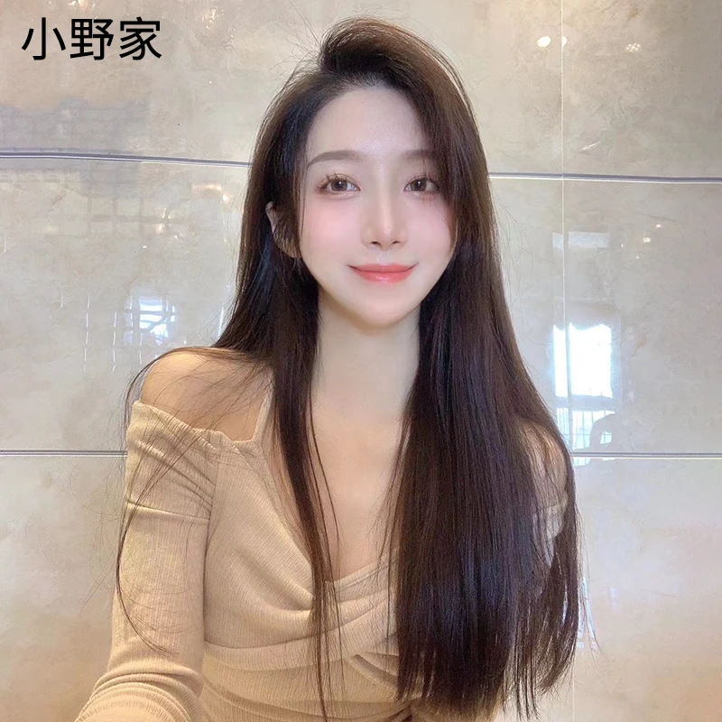 小野家假发女款高端真发大面积蕾丝长直发真人发丝气质减龄全头套