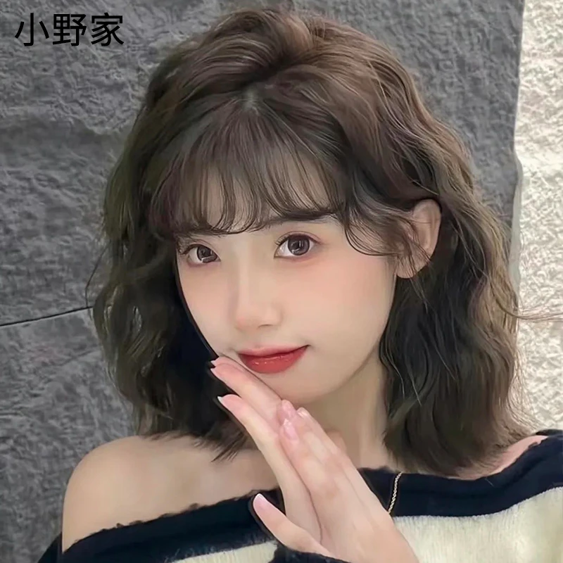 小野家假发女减龄真人发丝空气刘海韩式羊毛卷短发全头套蛋蛋卷