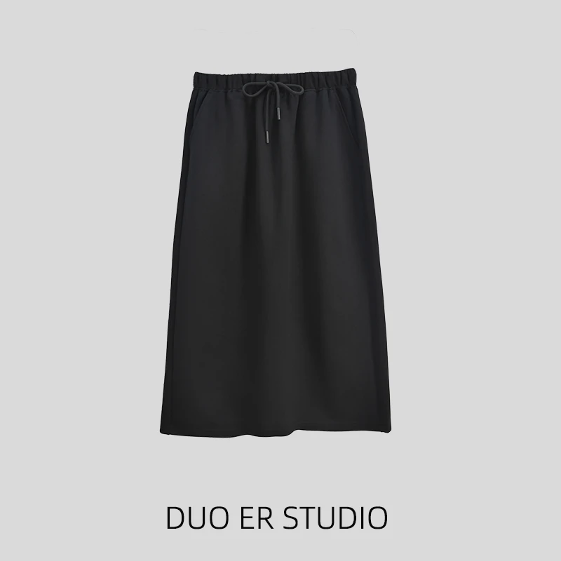 【朵儿studio】秋冬款高腰显瘦纯色半身裙 D575