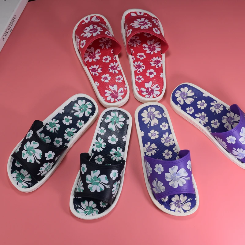 时尚经典款大花白底拖鞋中老年软底外穿居家浴室洗澡防滑防臭拖鞋