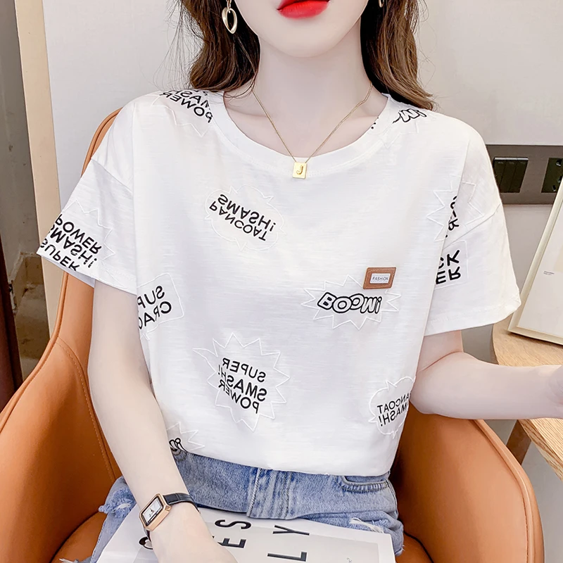 印花短袖T恤女夏款2025夏季新款气质显瘦体恤衫宽松百搭上衣小衫