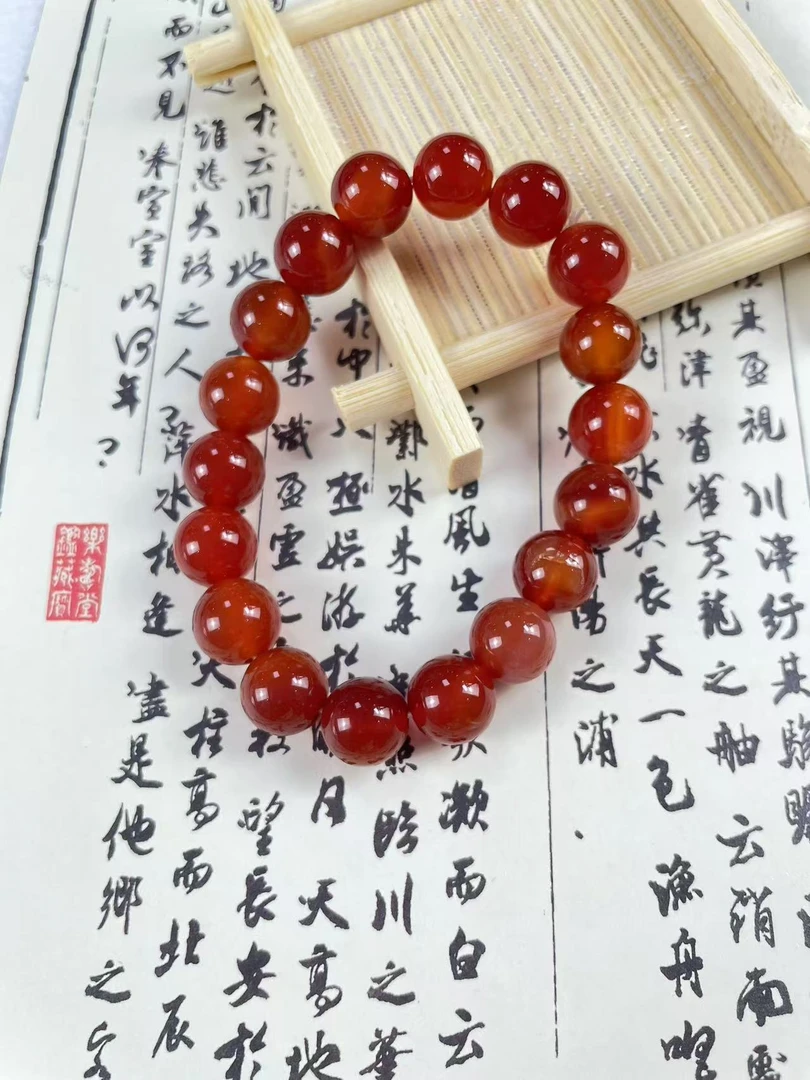 红玛瑙圆珠手串卡10【拍一发一多样性发货】