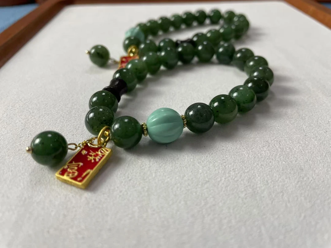 和田玉碧玉卡10手串【拍一发一多样性发货】