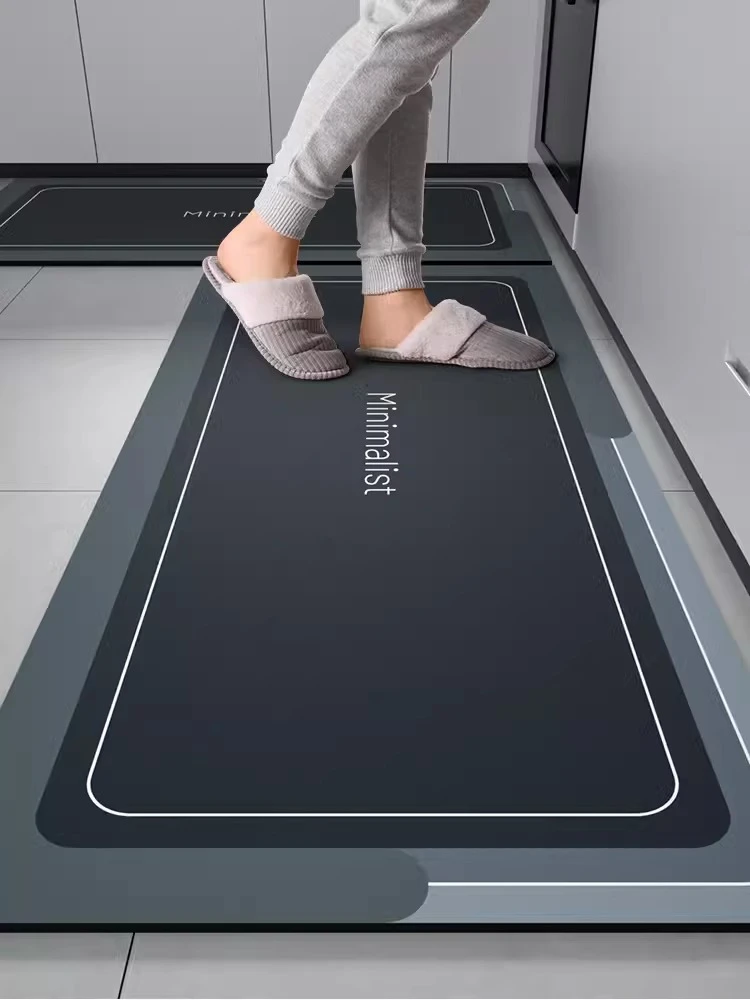 线条蓝硅藻泥厨房地垫免洗防滑吸水垫浴室防滑脚垫耐脏吸水防滑垫