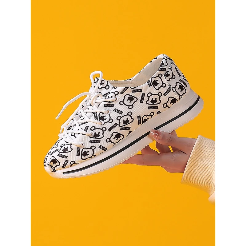 Tt&Mm/汤姆斯潮流松糕舒适帆布鞋女百搭春季印花休闲百搭浅口布鞋