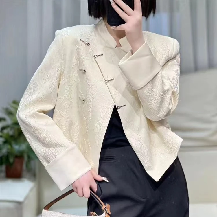 ZX626新中式国风小个子显瘦设计感重工短外套提花气质