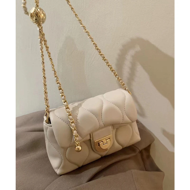 2025年新款酒韵之香小金球包小香风单肩斜挎链条包网红夏季菱格