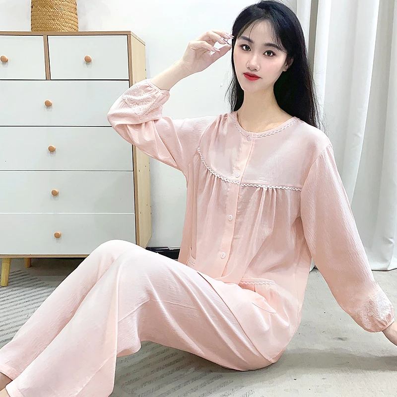 睡衣女士2025新款春秋长袖云朵棉大码时尚可外穿家居服2件套Y171