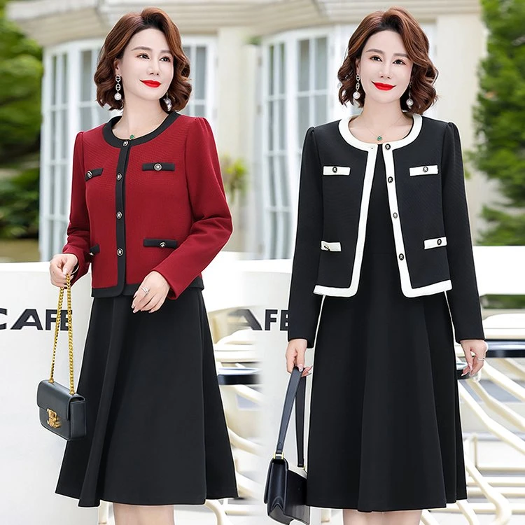 高级轻奢气质连衣裙洋气减龄装中长款系带收腰显瘦中老年减龄大码