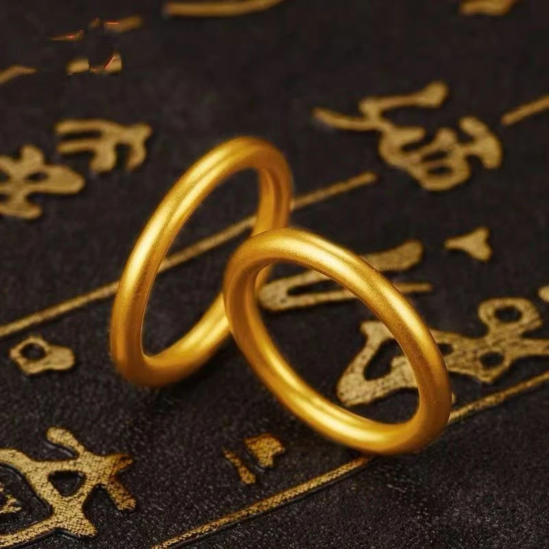 足银戒指 古法传承素圈戒指环女三生三世磨砂纯实心经典时尚