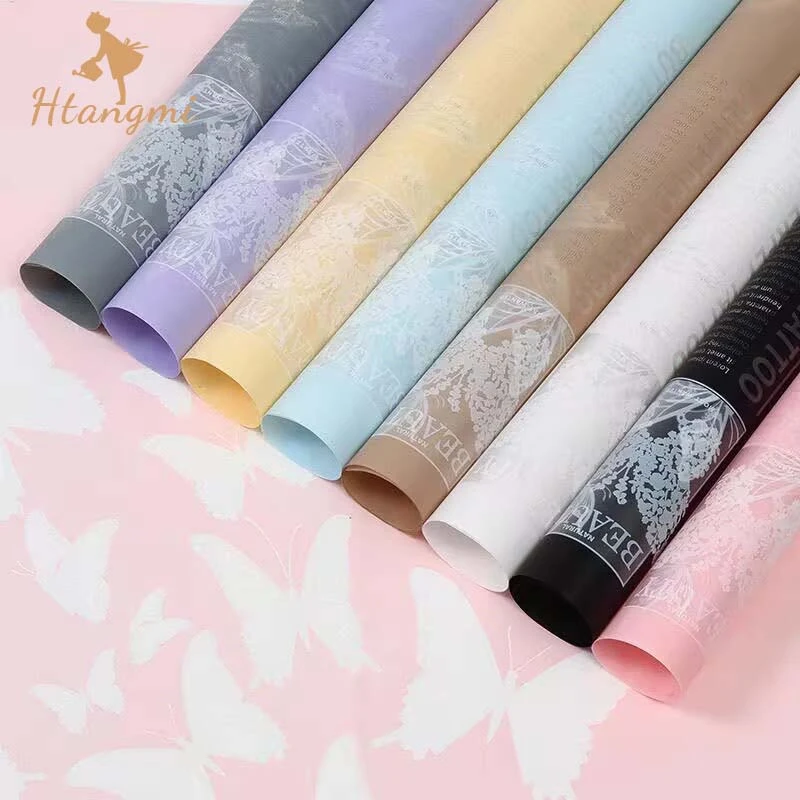 【汉唐美】新款蝴蝶系列雾面透明防水纸高级果冻膜鲜花花束包装纸