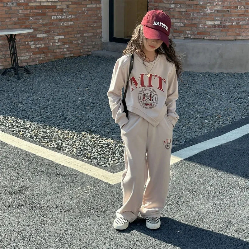 女大童2025爆款御姐休闲套装6-12岁大童洋气早秋潮酷儿童两件套