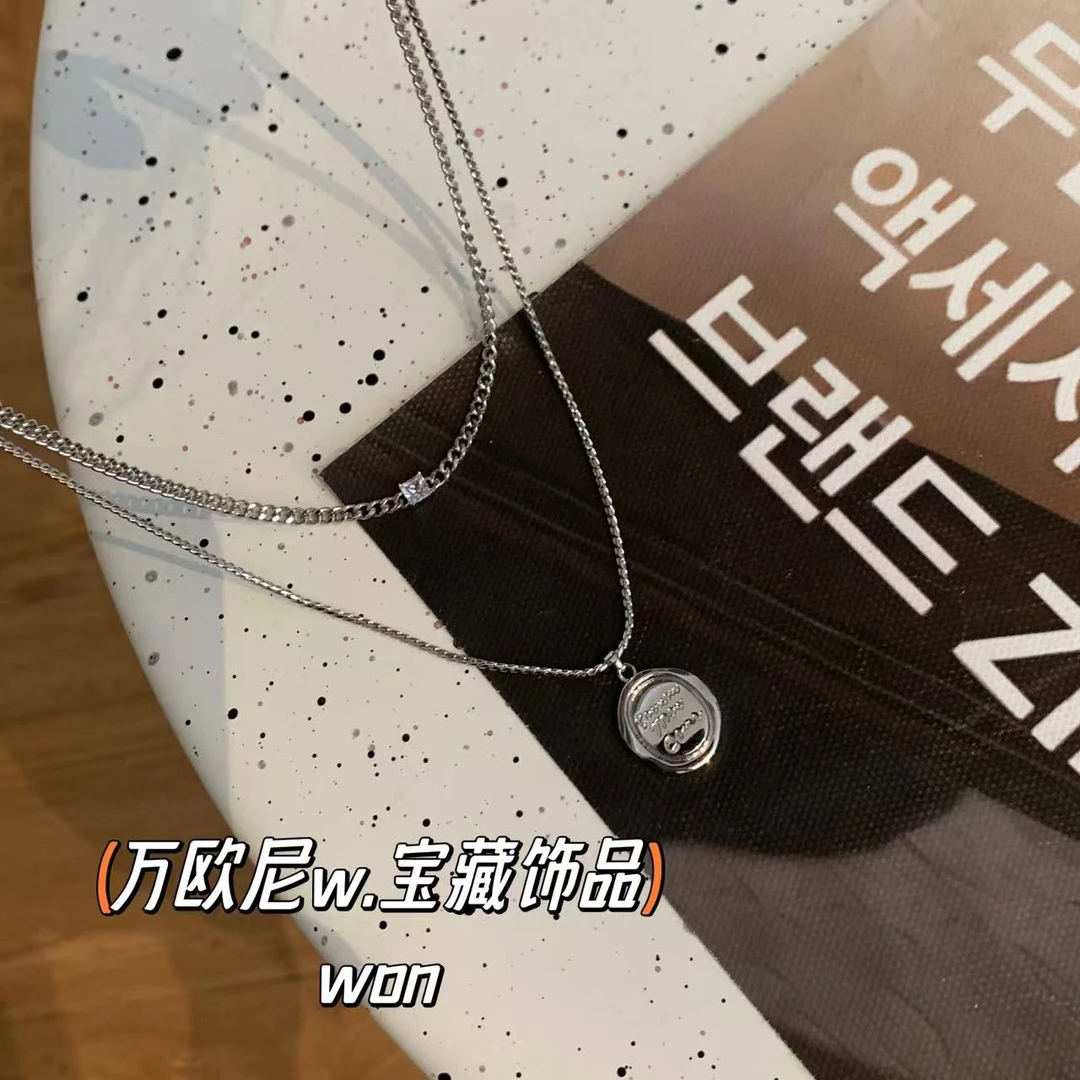 铜合金项链 CHANGE x 字母圆牌叠戴项链 复古小众百搭弧X240